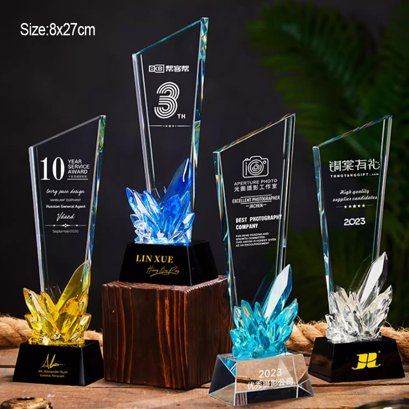 Badminton Cup - Customizable Crystal Glass Trophy with Plastic